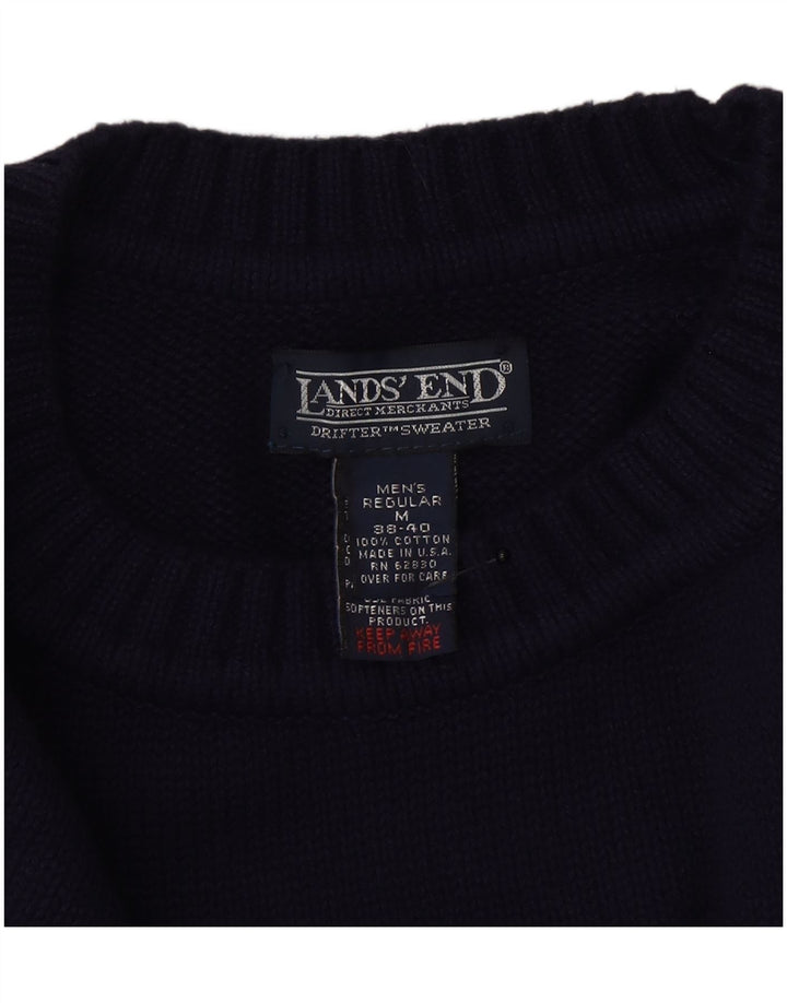 Lands End Herren-Pullover mit Rundhalsausschnitt, mittlere marineblaue Wolle