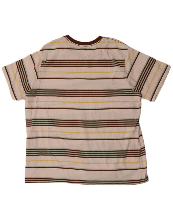 Levi's Herren-T-Shirt-Oberteil 2XL aus cremefarbener, gestreifter Baumwolle