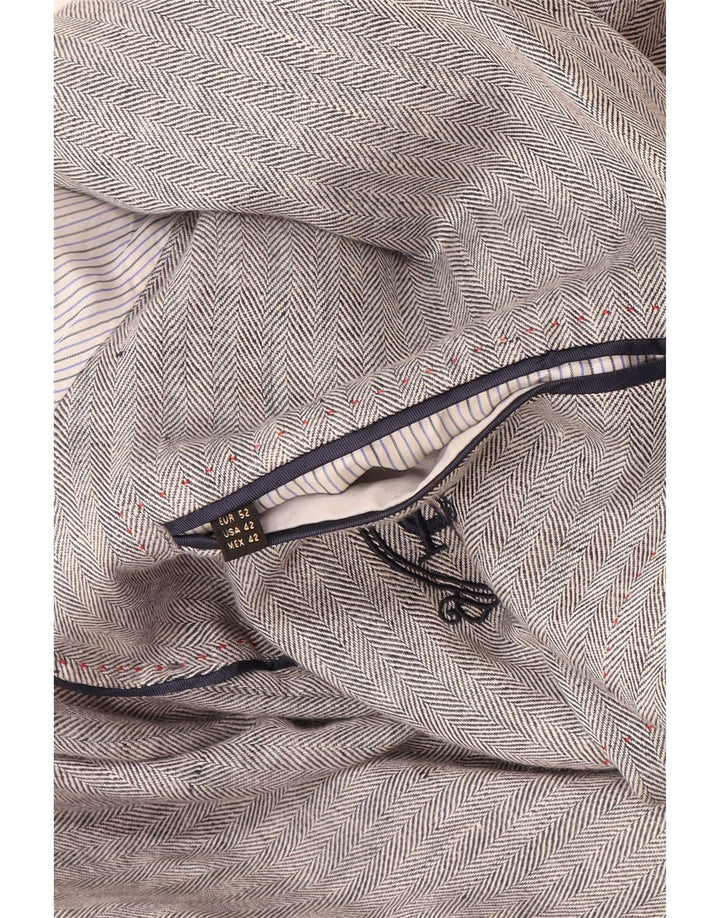 Massimo Dutti Herren-Blazer mit 2 Knöpfen, EU 52, großes graues Fischgrätenmuster