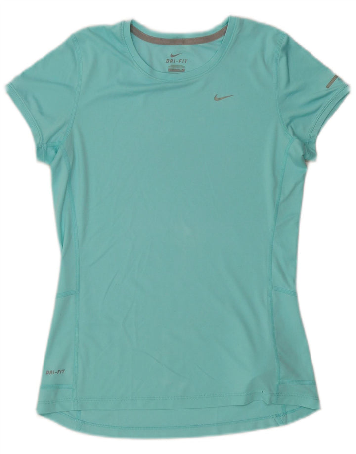 Nike Damen Dri Fit T-Shirt Top UK 10 Small Türkis Polyester
