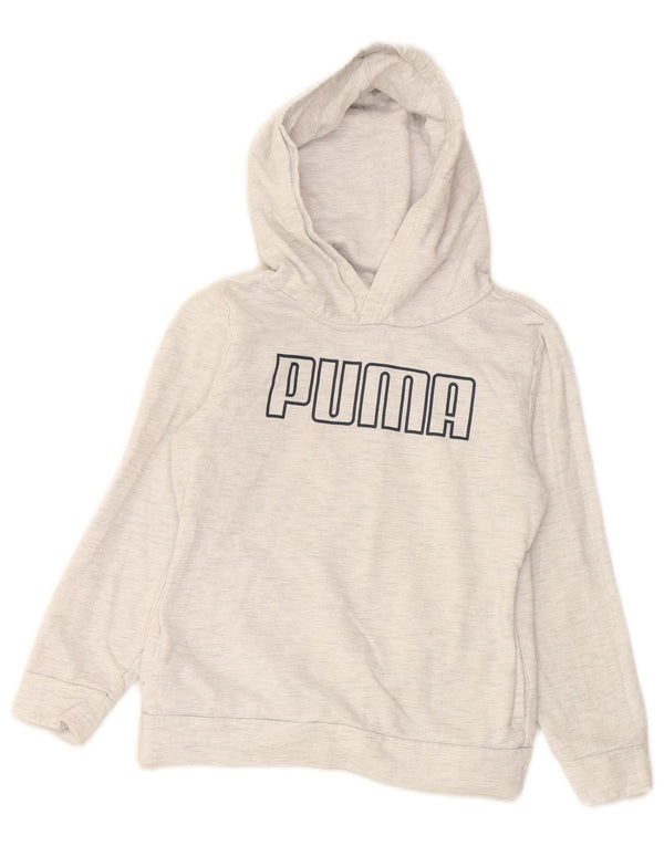 PUMA Mädchen Graphic Hoodie Pullover 6–7 Jahre graue Baumwolle