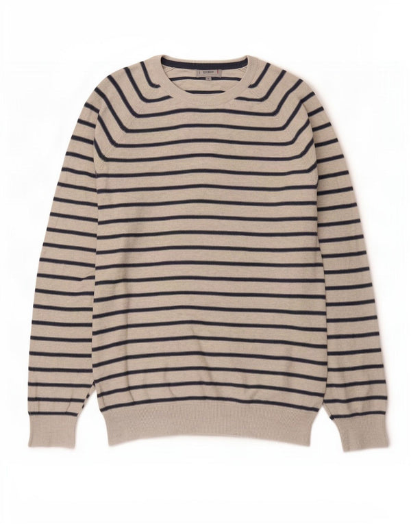Marks & Spencer Herren-Pullover mit U-Boot-Ausschnitt, groß, grau gestreift