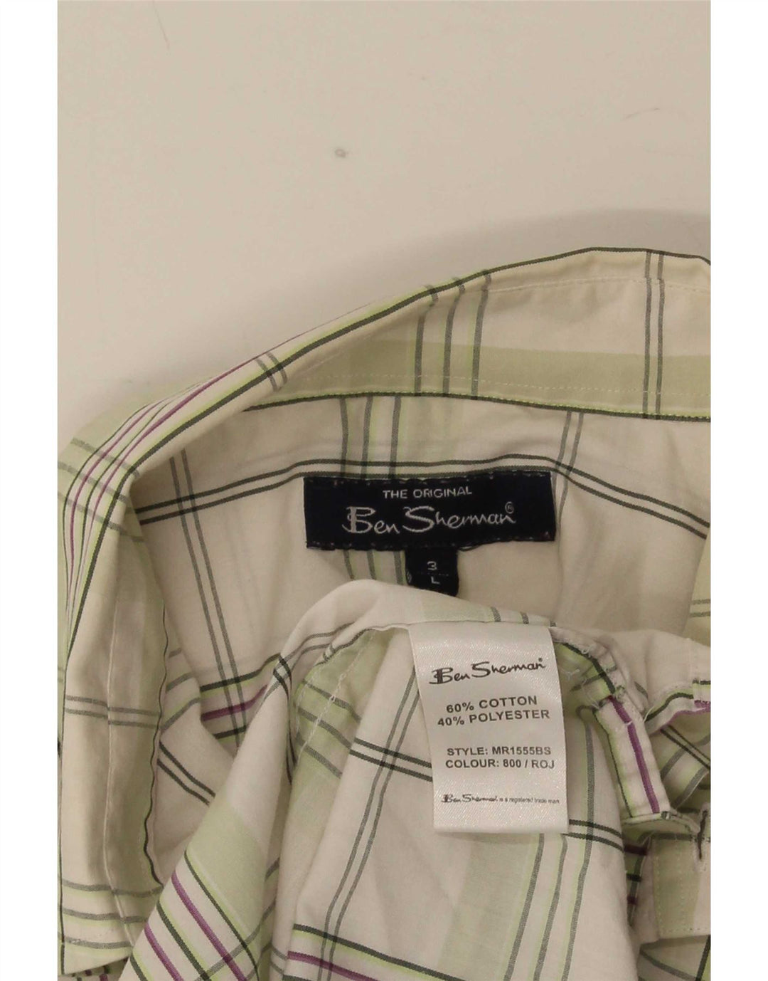 Ben Sherman Herren-Kurzarmhemd, groß, grün kariert, Baumwolle