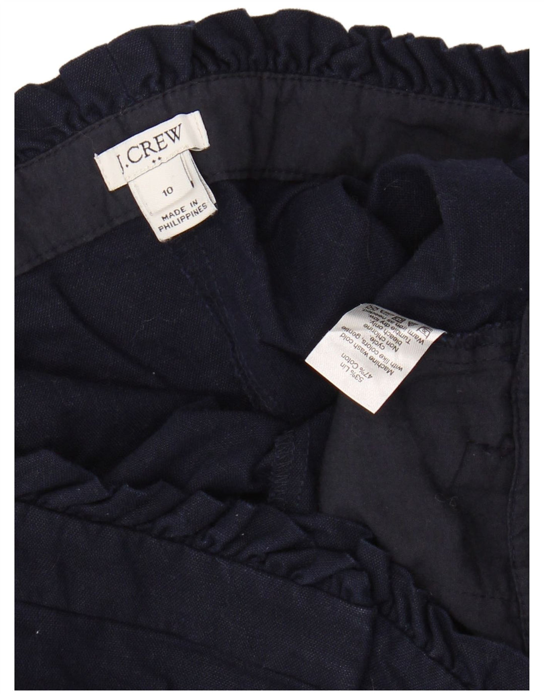 J. CREW Damen-Chinoshorts mit hoher Taille, US 10, Größe L, W30, marineblaues Leinen