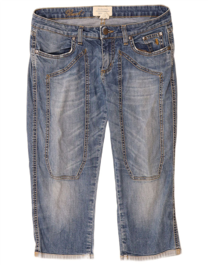 Jeckerson Damen Beach Capri Jeans W28 L19 Blaue Baumwolle