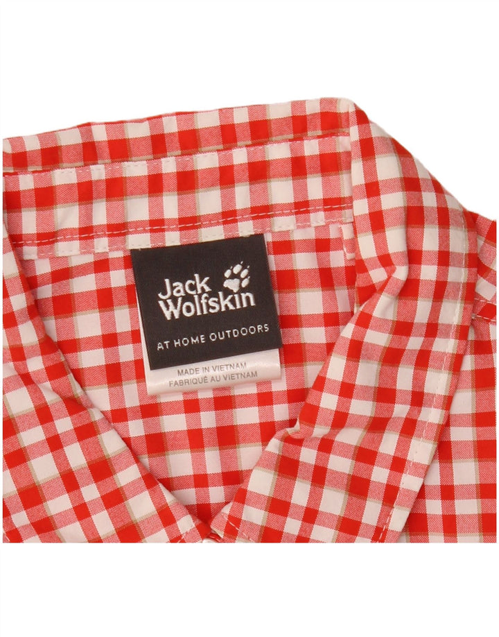 Jack Wolfskin Damen Kurzarmhemd UK 16 Large Red Check Polyamid