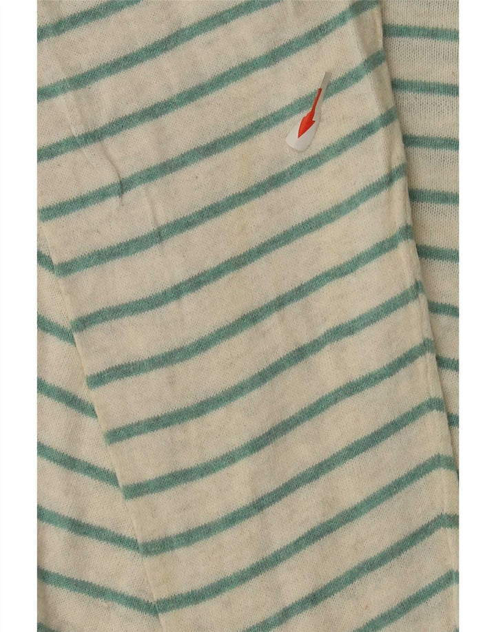 Zara Herren-Pullover mit Rundhalsausschnitt, mittelgrün, gestreift, Baumwolle