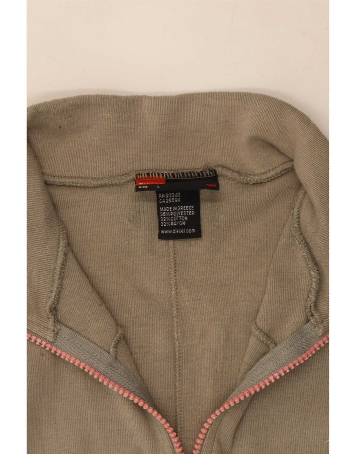 Diesel Womens Graphic Trainingsanzug Top Jacke UK 14 Large Grau Polyester