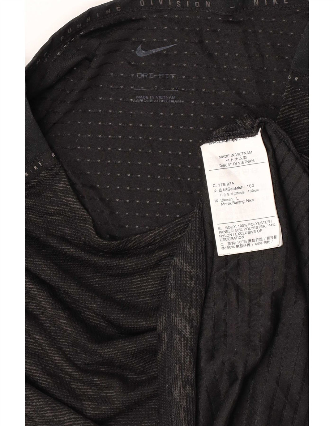 Nike Damen Dri Fit T-Shirt mit abstraktem Muster, UK 14, Größe L, Schwarz