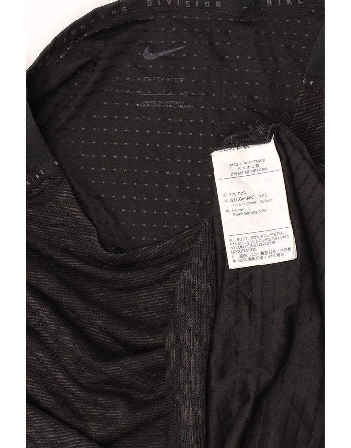 Nike Damen Dri Fit T-Shirt mit abstraktem Muster, UK 14, Größe L, Schwarz
