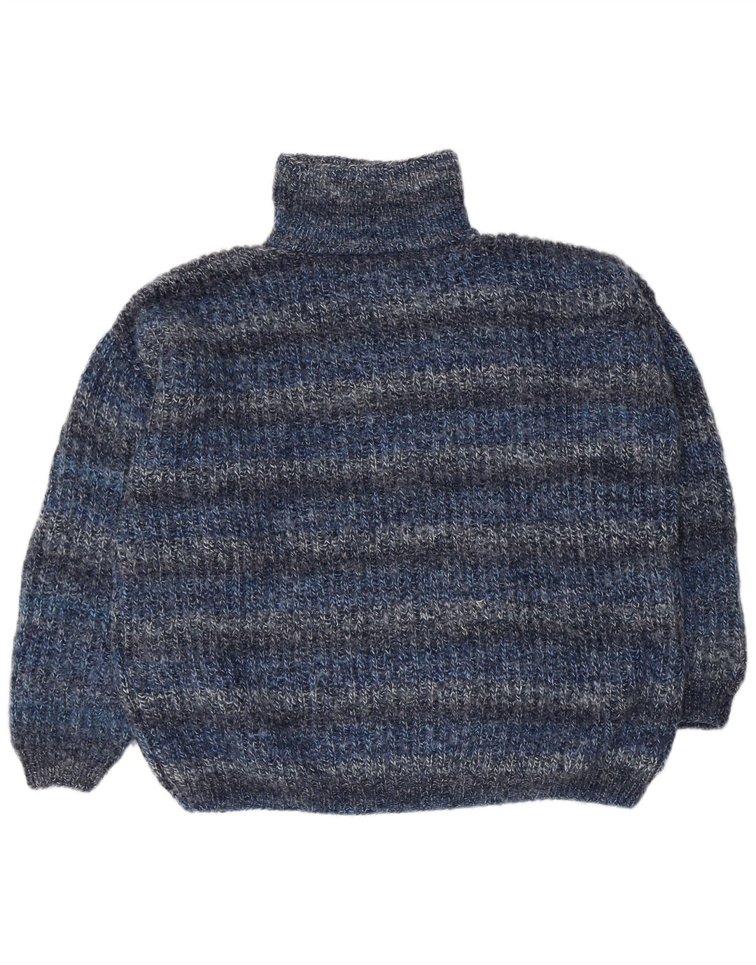 Vintage Herren Loose Fit Rollkragenpullover Mittelblau gestreift