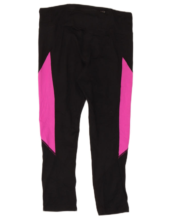 Nike Damen Dri Fit Leggings UK 12 Mittelschwarzes Colourblock-Polyester