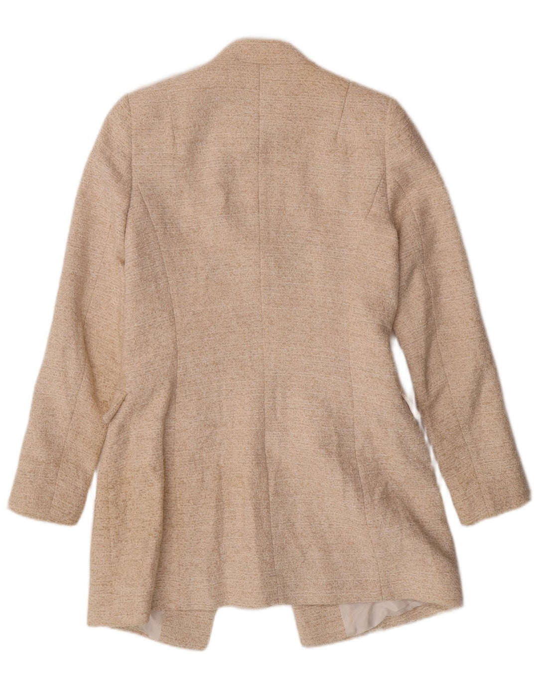 Offene Blazer-Jacke für Damen von ZARA, UK 12, mittlere, cremefarbene Baumwolle