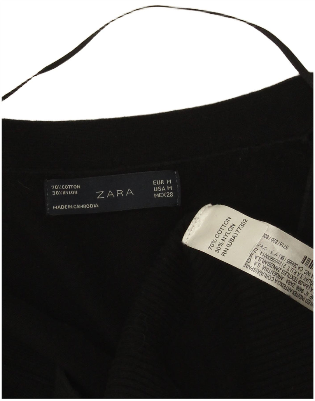Zara Damen Longline-Cardigan-Pullover UK 12 Mittelschwarze Baumwolle