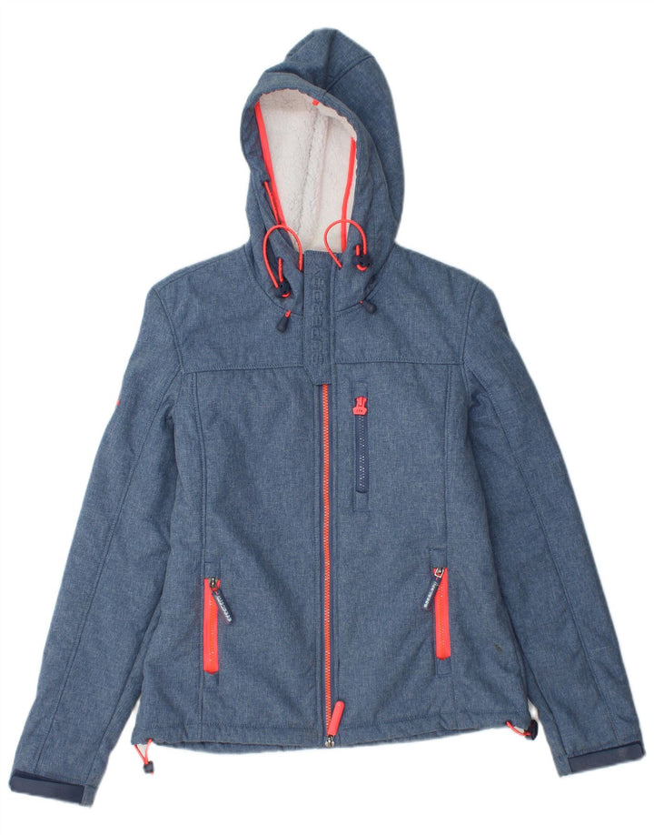 SUPERDRY Damen Windtrekker Hooded Sherpa Windjacke UK 6 XS Blau