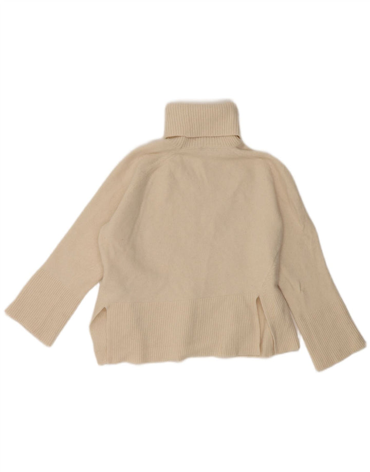 Reiss Damen-Pullover mit Rollkragen, UK 14, mittlere, cremefarbene Wolle