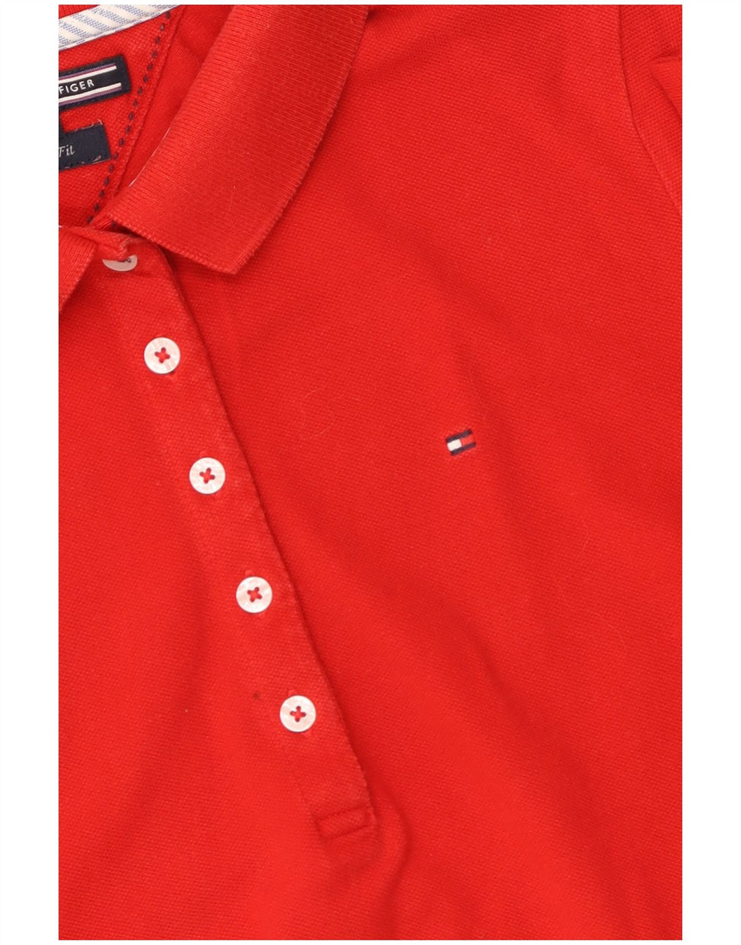 TOMMY HILFIGER Damen Slim Fit Poloshirt UK 12 Mittelrot