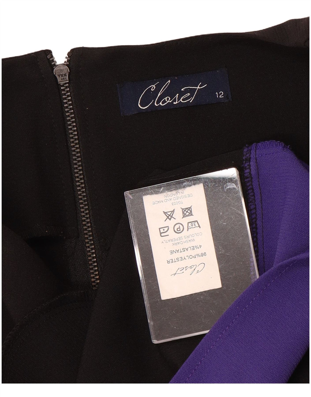 CLOSET Ärmelloses A-Linien-Kleid für Damen, UK 12, Mittelschwarz, Farbblock