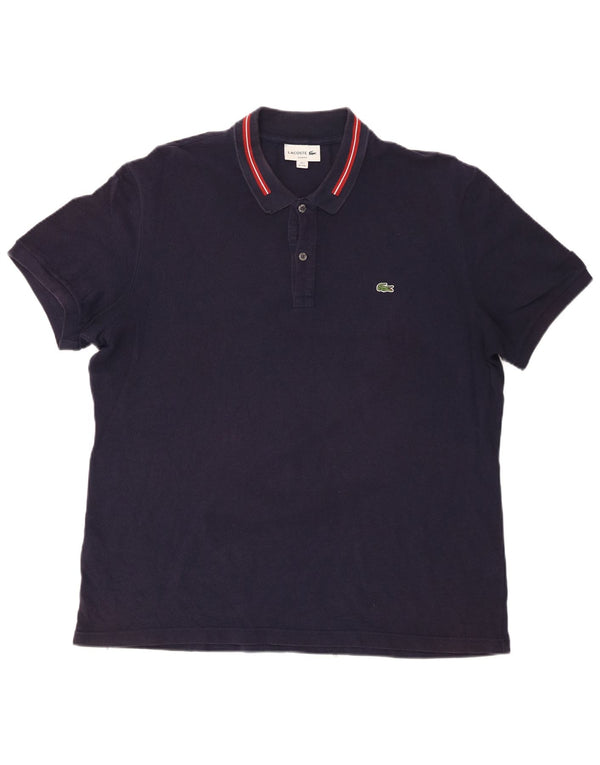 Lacoste Herren-Poloshirt, Größe 7 2XL, marineblaue Baumwolle