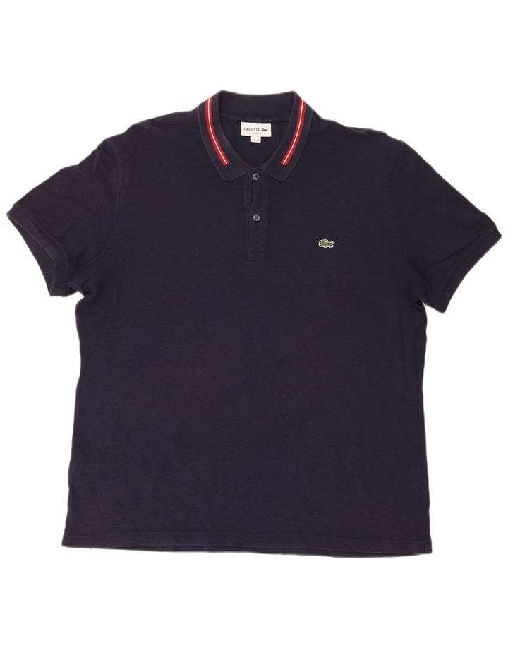 Lacoste Herren-Poloshirt, Größe 7 2XL, marineblaue Baumwolle