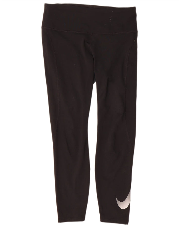 NIKE Womens Dri Fit Graphic Leggings UK 10 Small  Black Polyester