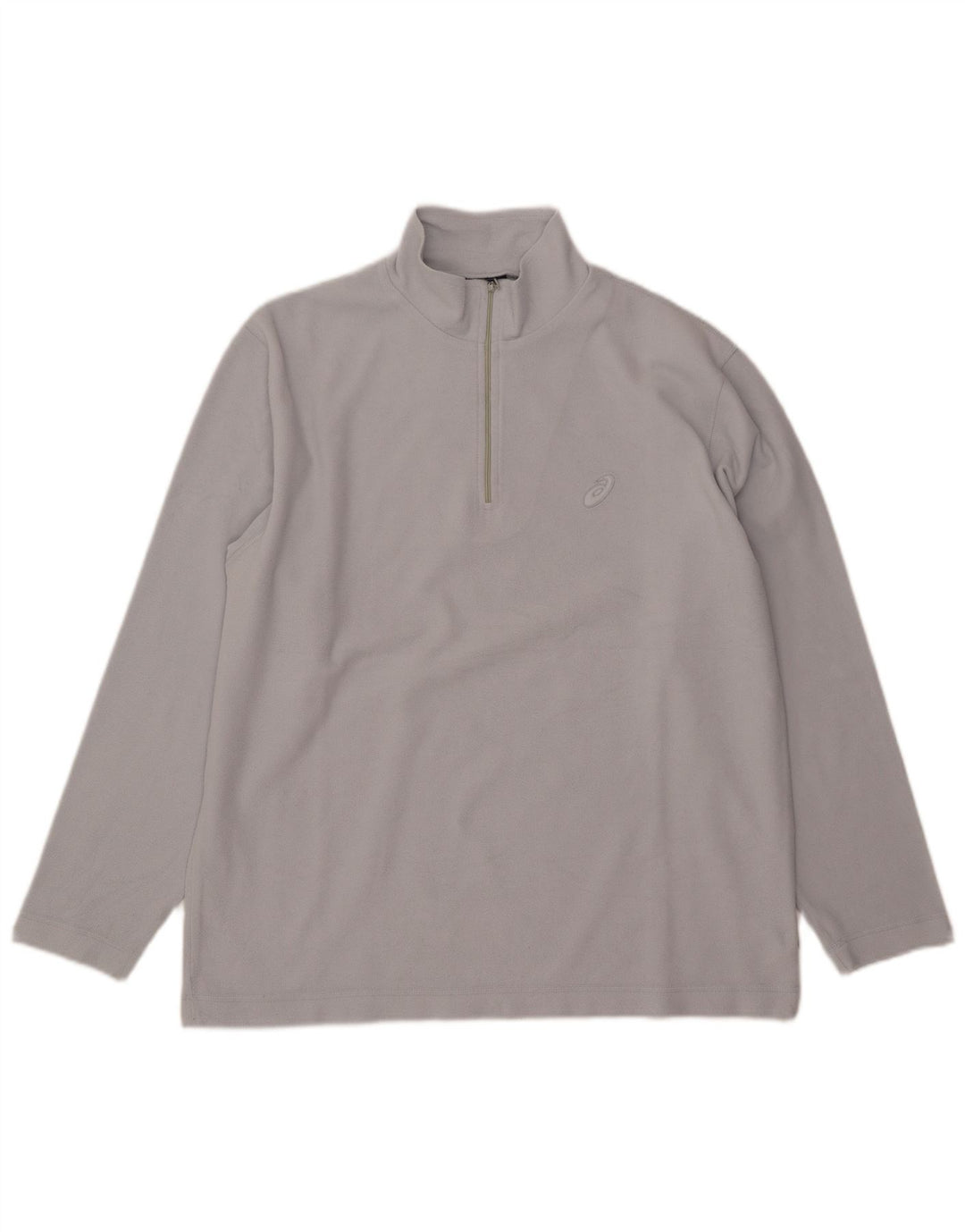 Asics Herren-Fleecepullover mit Reißverschluss am Hals, großes graues Polyester