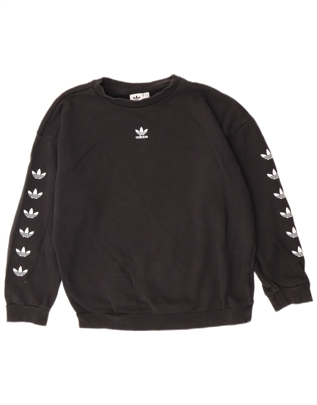 Adidas Womens Graphic Oversized Sweatshirt Pullover UK 12 Mittelschwarze Baumwolle
