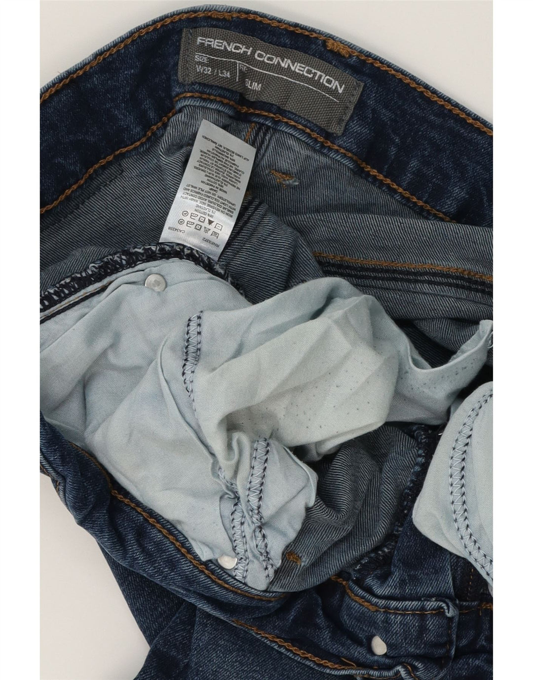French Connection Herren Slim Jeans W32 L34 Blaue Baumwolle
