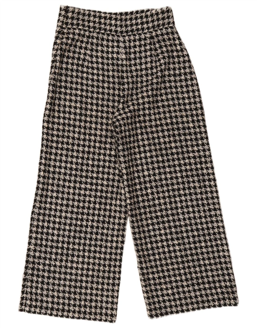 Zara Damen-Freizeithose mit weitem Bein, mittelgroß, W28, L26, grauer Hahnentrittmuster