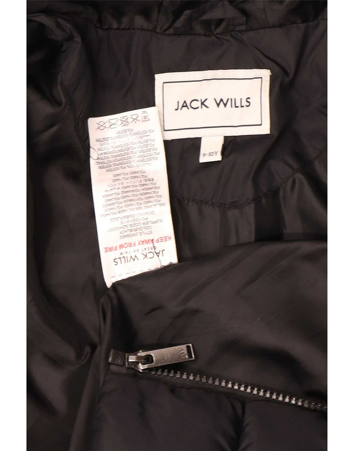 Jack Wills wattierte Jungenjacke mit Kapuze, 9–10 Jahre, schwarzes Polyamid