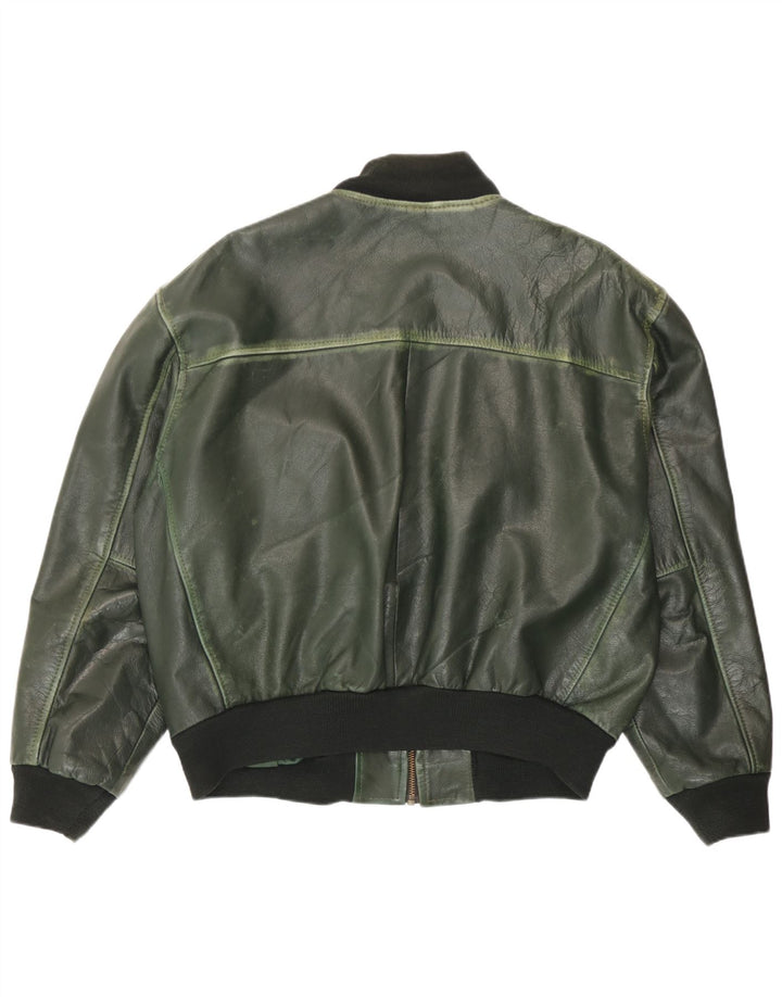 Conbipel Herren Bomber Lederjacke UK 40 Großes grünes Leder