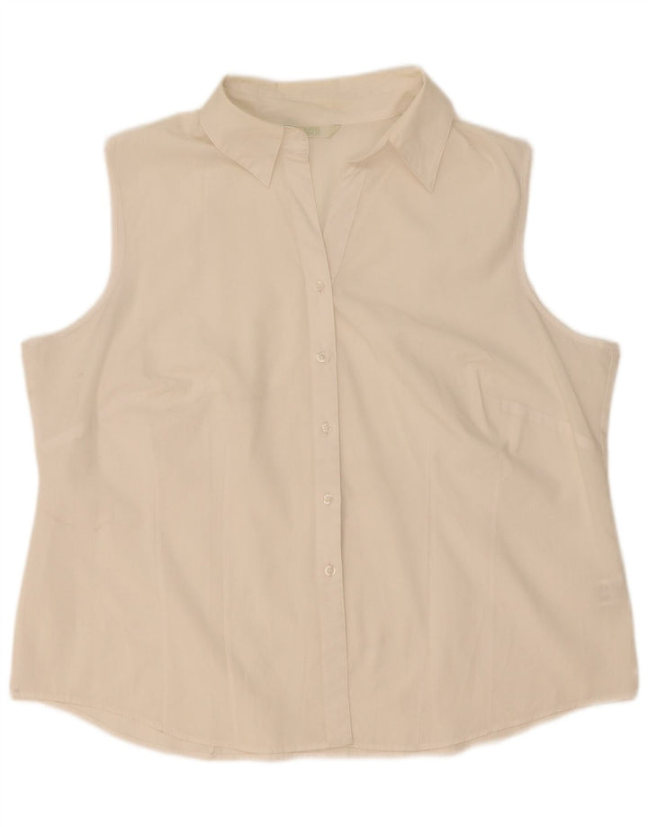 Marks & Spencer Damen Ärmelloses Hemd UK 20 2XL Weiß Polyester