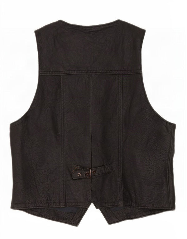 Lavorazione Artigiana Herren Lederweste Large Schwarz