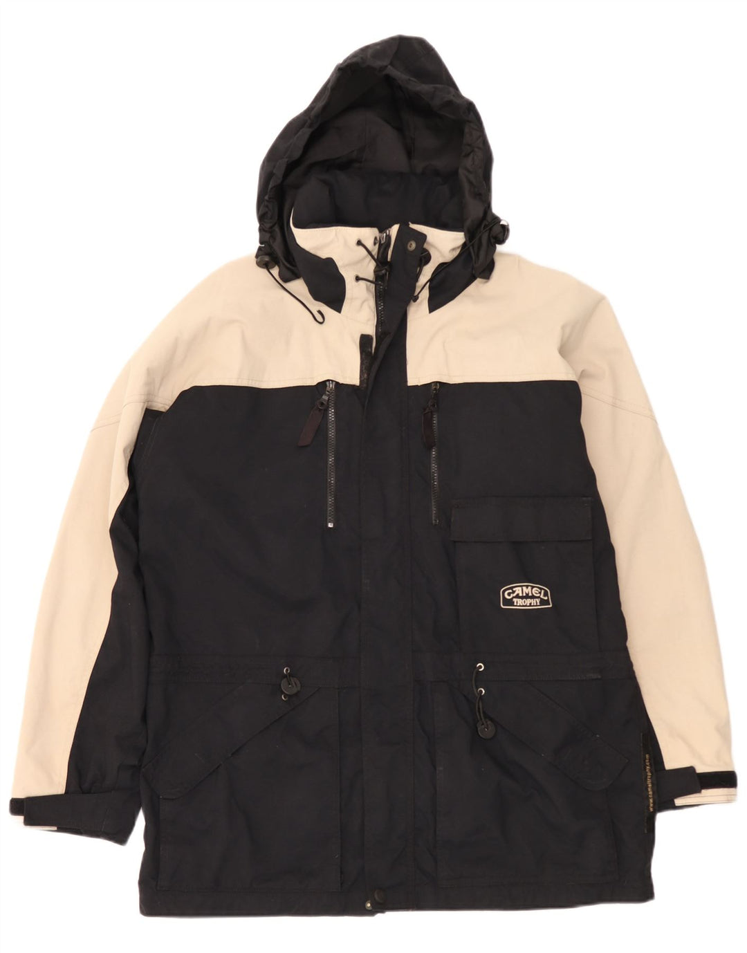 Camel Active Herren-Windbreakerjacke mit Kapuze, UK 38, Mittelschwarz, Farbblock