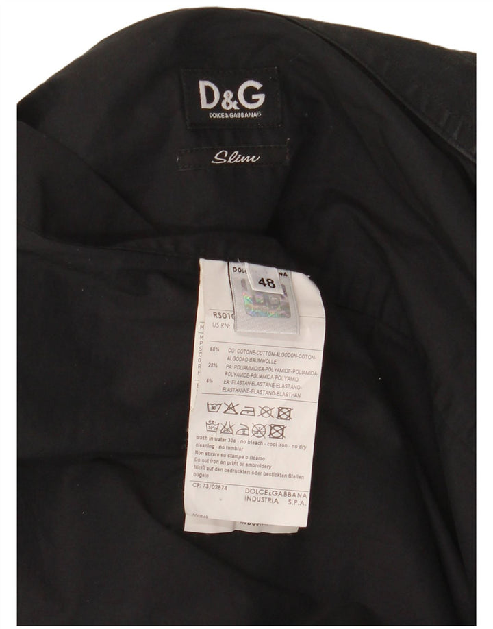 Dolce & Gabbana Herren Slim-Hemd IT 48 Mittelschwarze Baumwolle