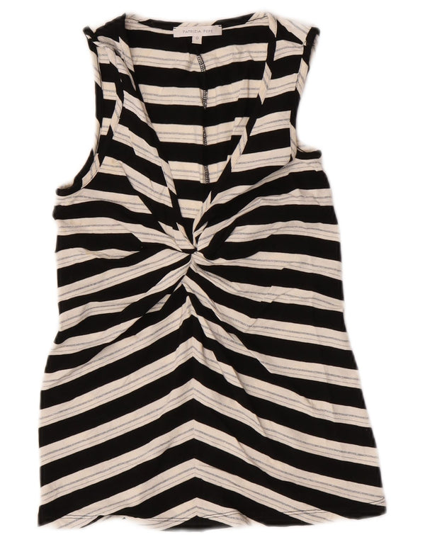 Patrizia Pepe Damen Ärmelloses Blusenoberteil UK 0 2XS Schwarz gestreifte Viskose