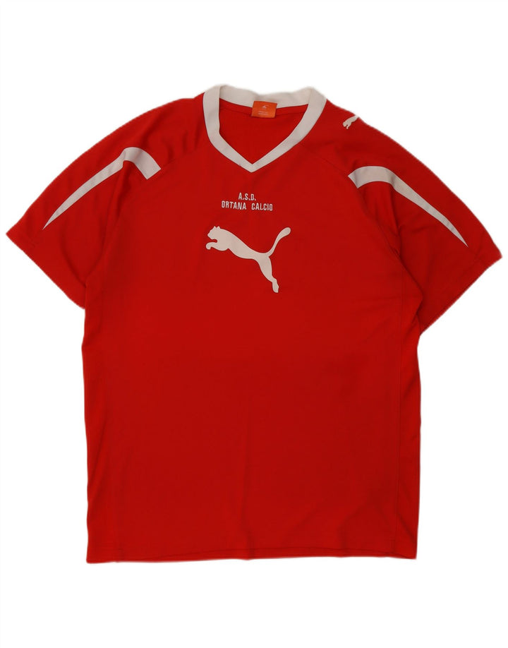 Puma Herren Grafik-T-Shirt-Oberteil Mittelroter Farbblock