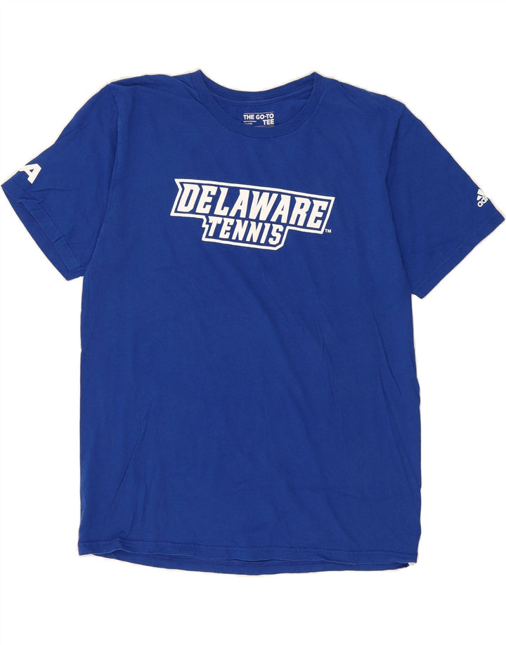ADIDAS Mens Delaware Graphic T-Shirt Top Large Blue Cotton Vintage Adidas and Second-Hand Adidas from Messina Hembry 
