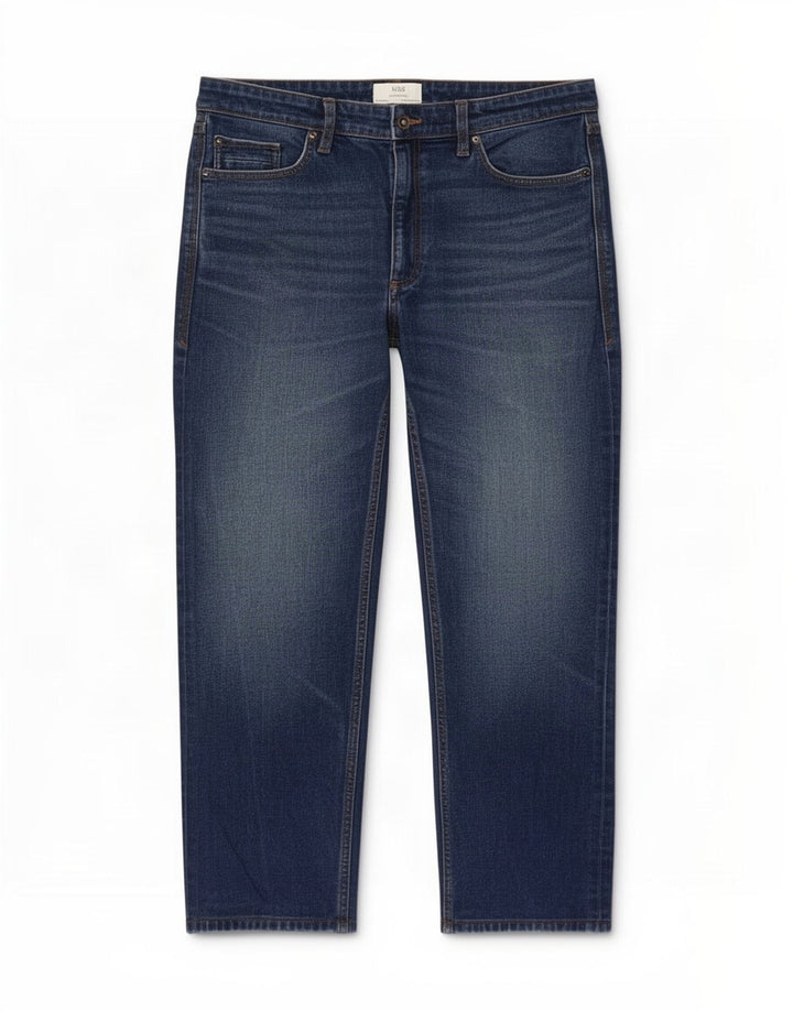 Marks & Spencer Herren Straight Jeans W36 L27 Blaue Baumwolle