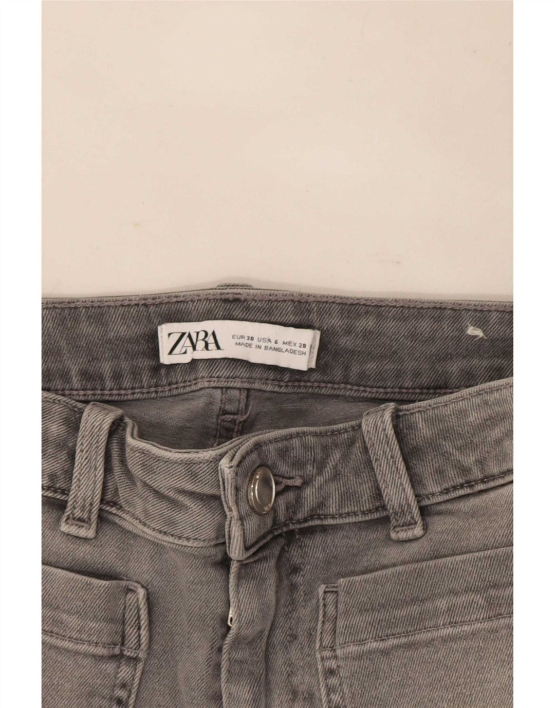 Zara Damen-Cropped-Jeans EU 38 Small W28 L25 Graue Baumwolle