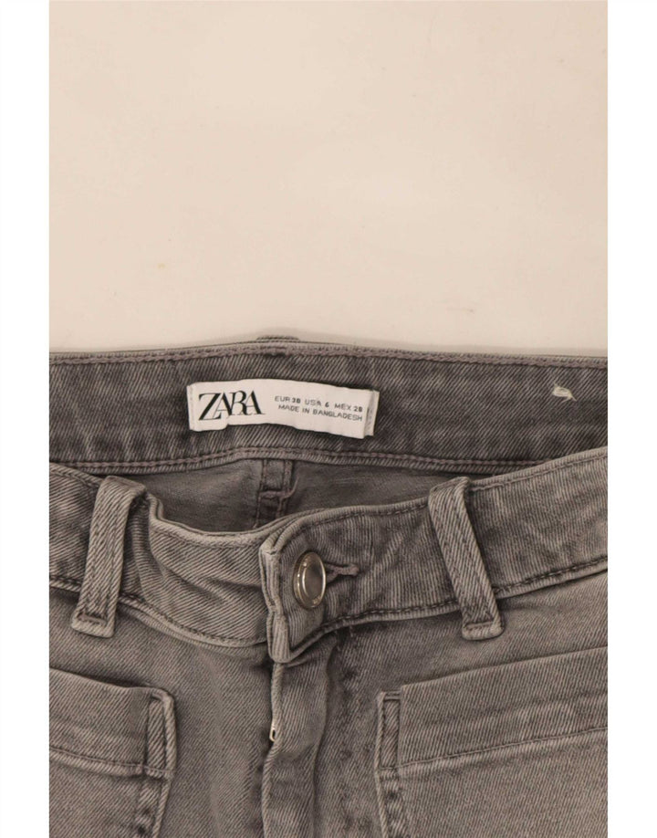 Zara Damen-Cropped-Jeans EU 38 Small W28 L25 Graue Baumwolle