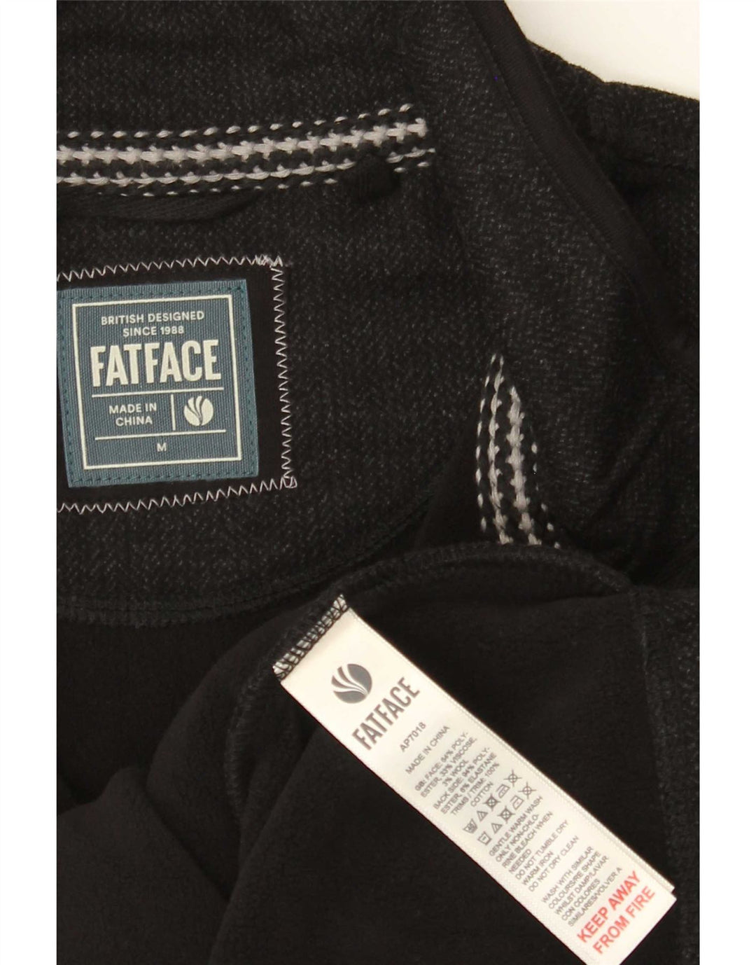 Fat Face Herren-Fleecepullover mit Reißverschluss am Hals, mittelgraues Polyester