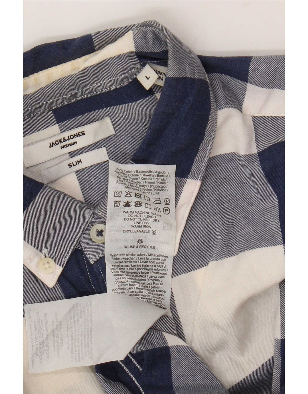 Jack & Jones Herren-Flanellhemd mit schmaler Passform, groß, blau kariert, Baumwolle