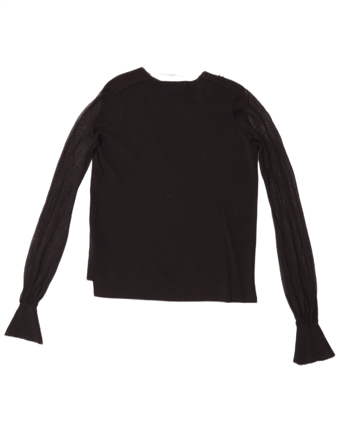 Zara Damen Top Langarm UK 10 Small Schwarze Viskose