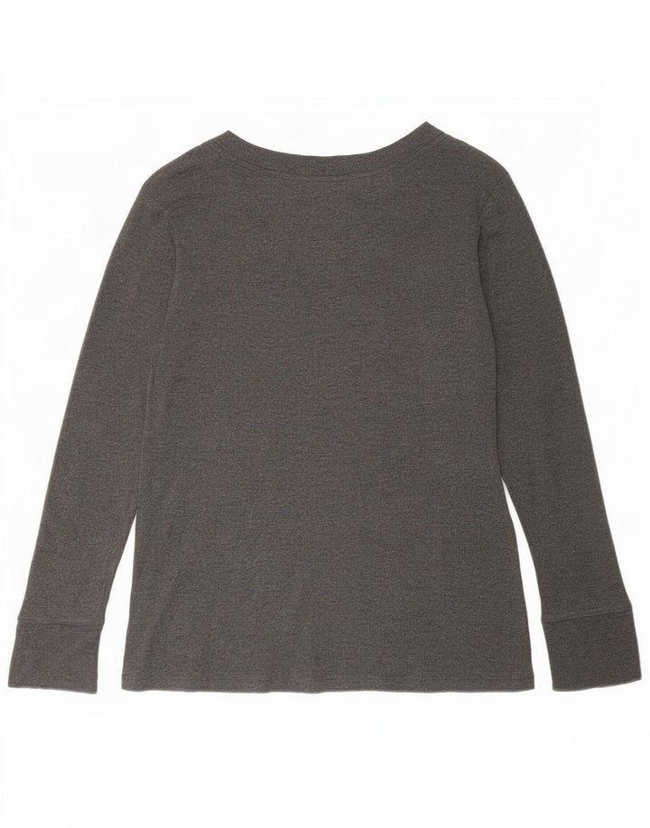 Gap Damen Top Langarm UK 14 Large Graue Baumwolle