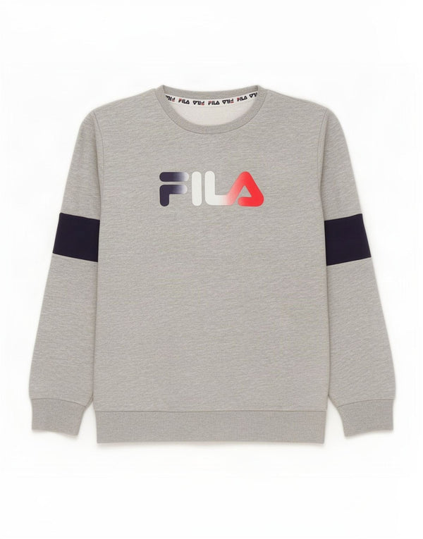 Fila Damen Grafik-Sweatshirt-Pullover UK 8 Small Graue Colourblock-Baumwolle