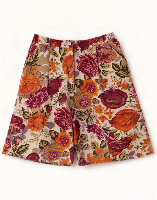 Vintage Womens Casual Shorts EU 36 Small W28 Multicoloured Floral Viscose