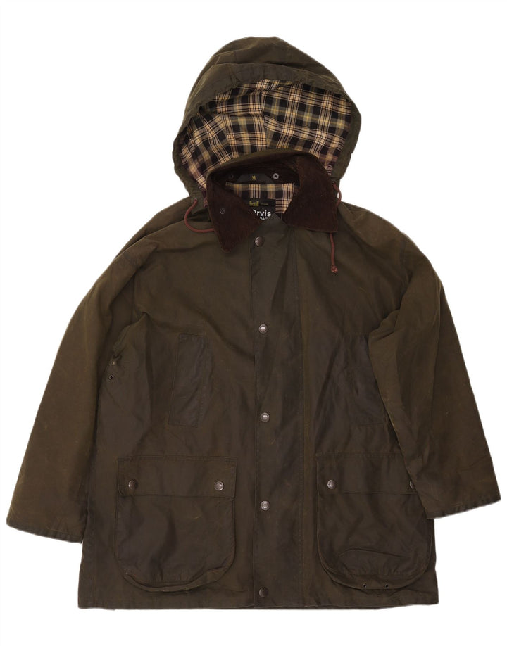 MC ORVIS Herren-Jacke mit Kapuze, lockere Passform, gewachste Jacke, UK 38, mittlere Khaki-Baumwolle
