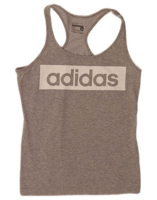 Adidas Damen Graphic Vest Top UK 12/14 Mittelgrau Baumwolle Sport
