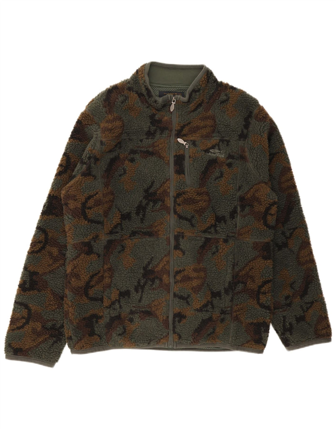 Weird Fish Herren Fleecejacke UK 40 Large Khaki Camouflage Polyester